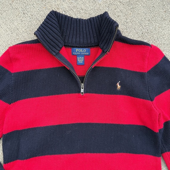 Polo Ralph Lauren Cotton Quarter-Zip Stripe Sweater XL - Picture 2 of 8